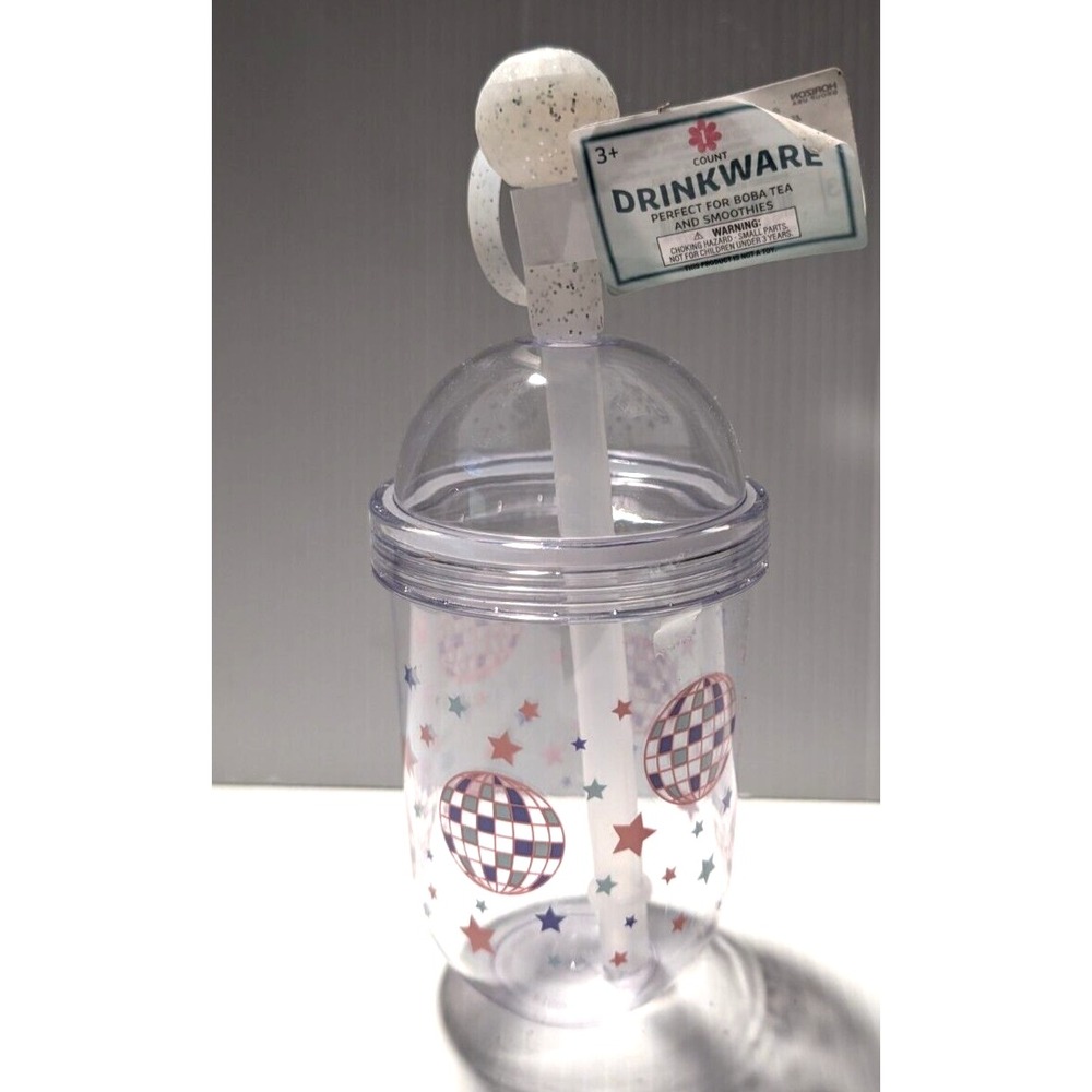 Target Bullseye's disco Tea Tumbler with Lid, Straw and Straw Topper 14 oz